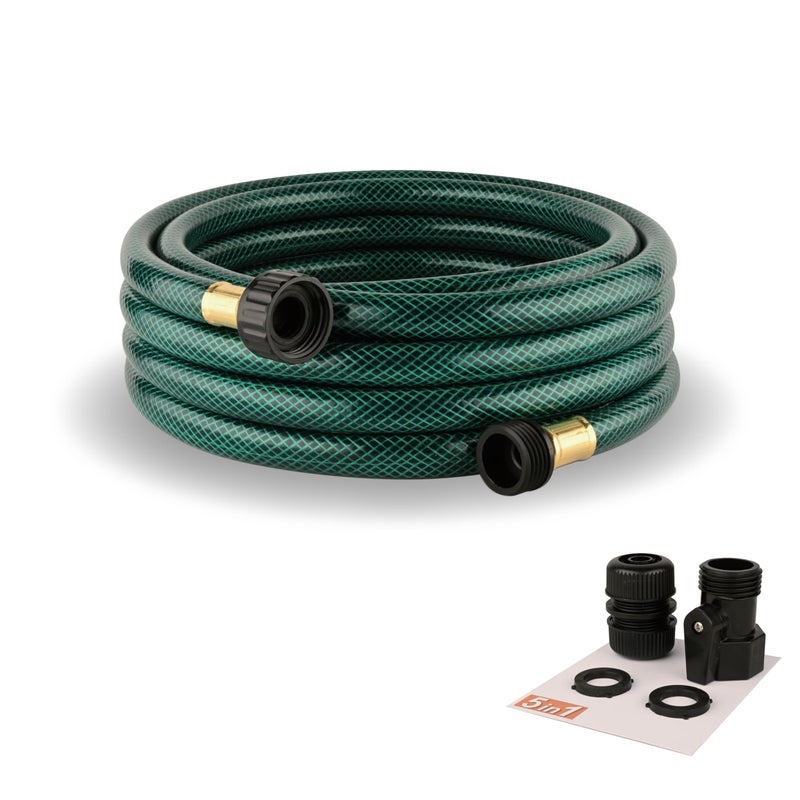 Orgrimmar 15FT Lightweight PVC Garden Hose: 1/2 Inch Flexible Hose with 3/4 Inch GHT and Shut Off Valve - Leak-Proof Design with Washers and Repair Connector for Small Yard Car Washing - Image 1